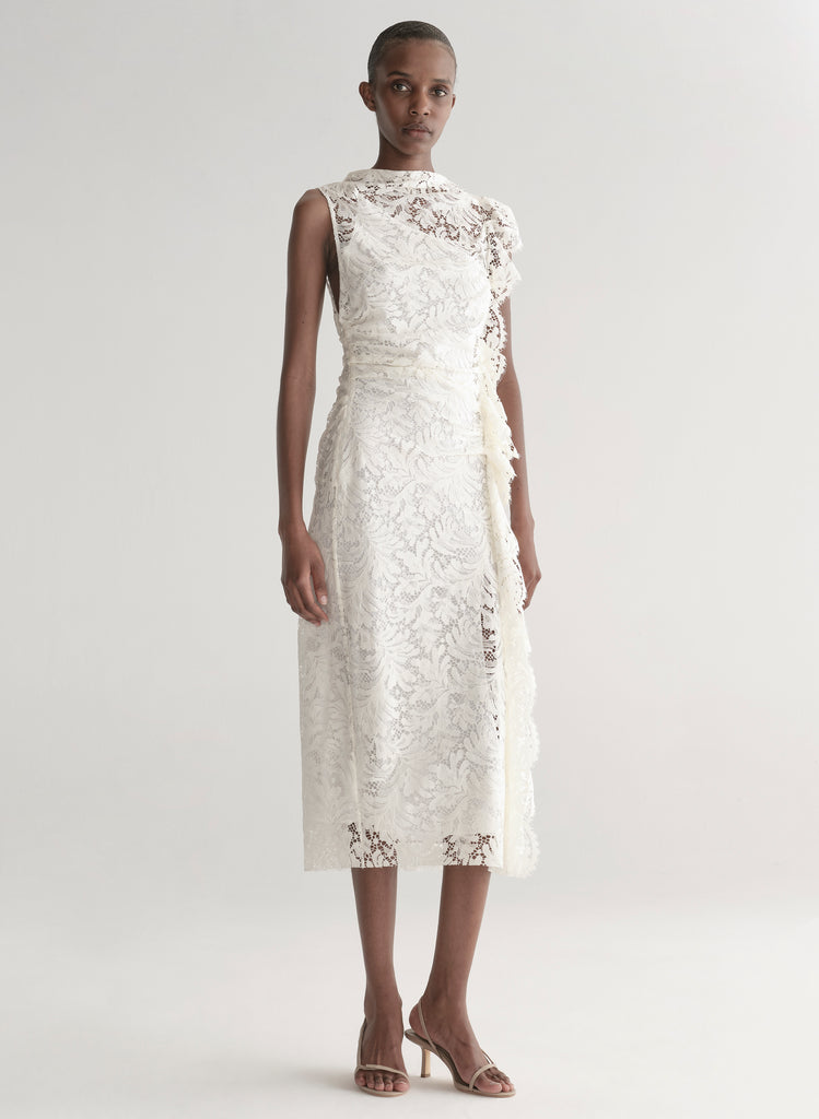 A.L.C. Astrid Lace Midi Dress in Ecru, Size 4
