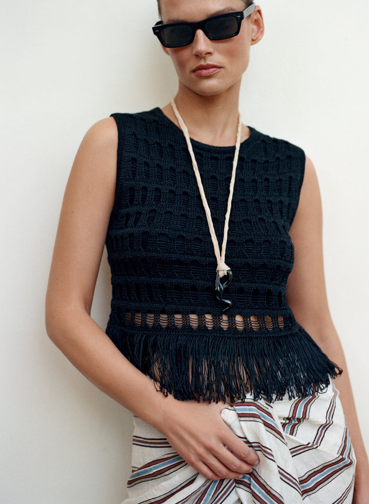 Esme Crochet Fringe Top | ALC LTD