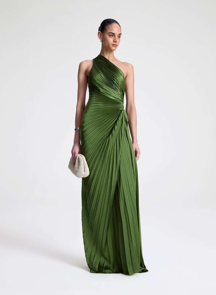 Lara Satin Pleated Gown