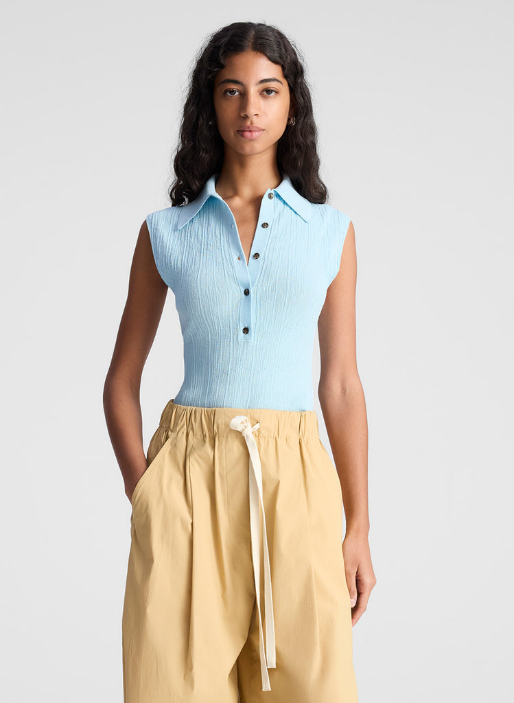 A.L.C. Ollie Fine Cotton Knit Polo Top | ALCltd.com