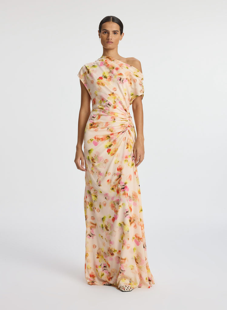Paloma Satin Floral Print Dress | Made To Order
