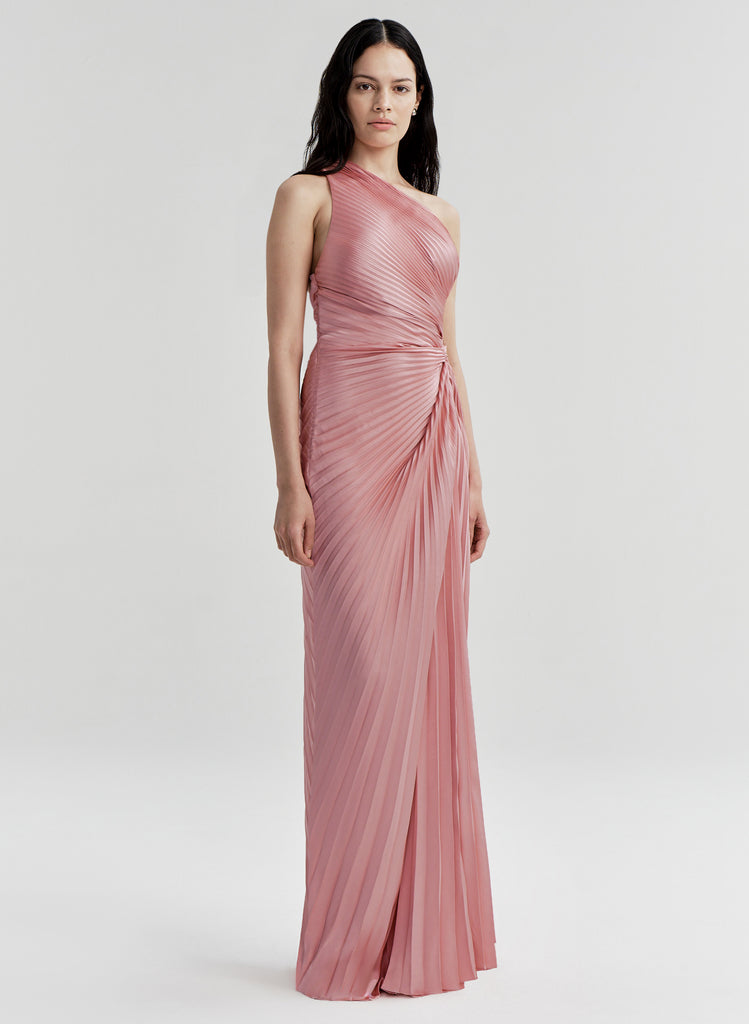 Lara Satin Pleated Gown