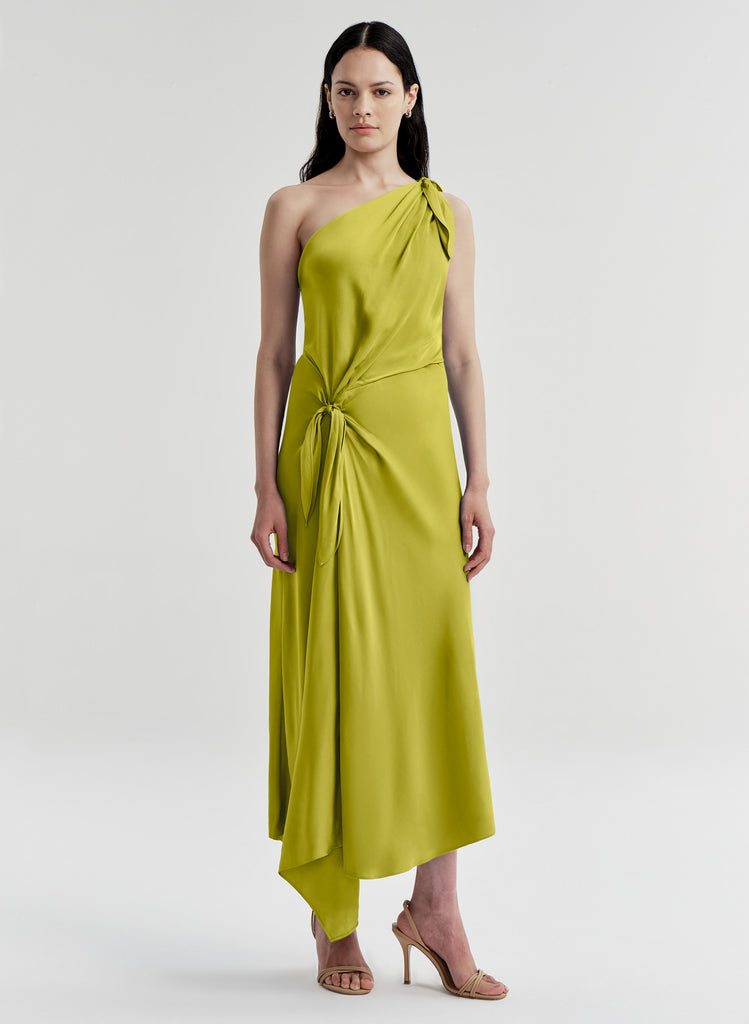 lime green one shoulder dress Eliana Midi chic touch Color:Exceptional Evening Black Formal Maxi Dresses conditionalsale