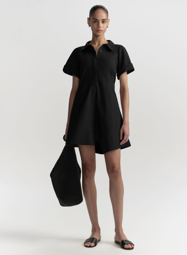 alc julie mini dress A.L.C. Women's Julie Cotton Mini Shirtdress in Black, Size 12