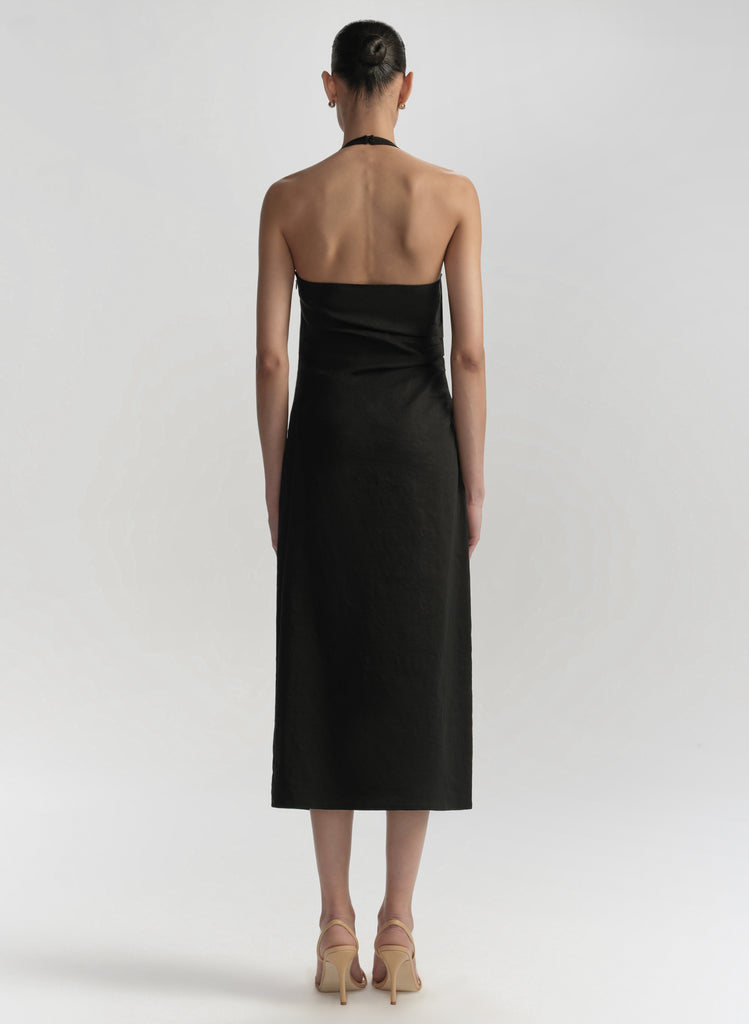 A.L.C. Women's Sylvie Linen Midi Halter Dress in Black, Size 00