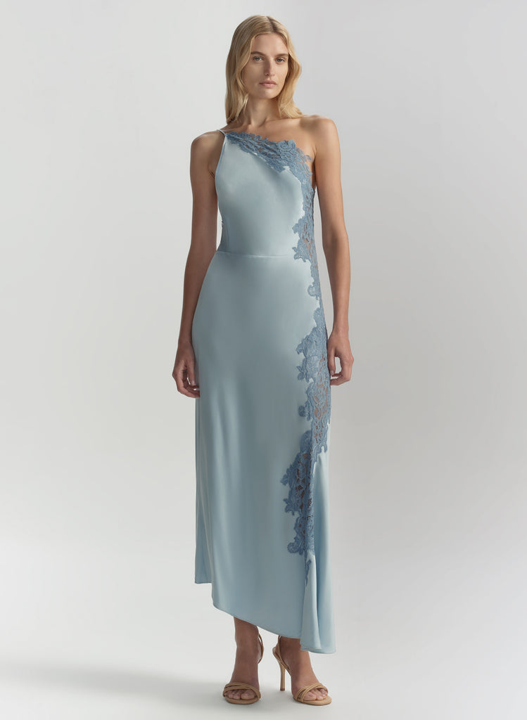 Lou Satin and Lace Midi Dress