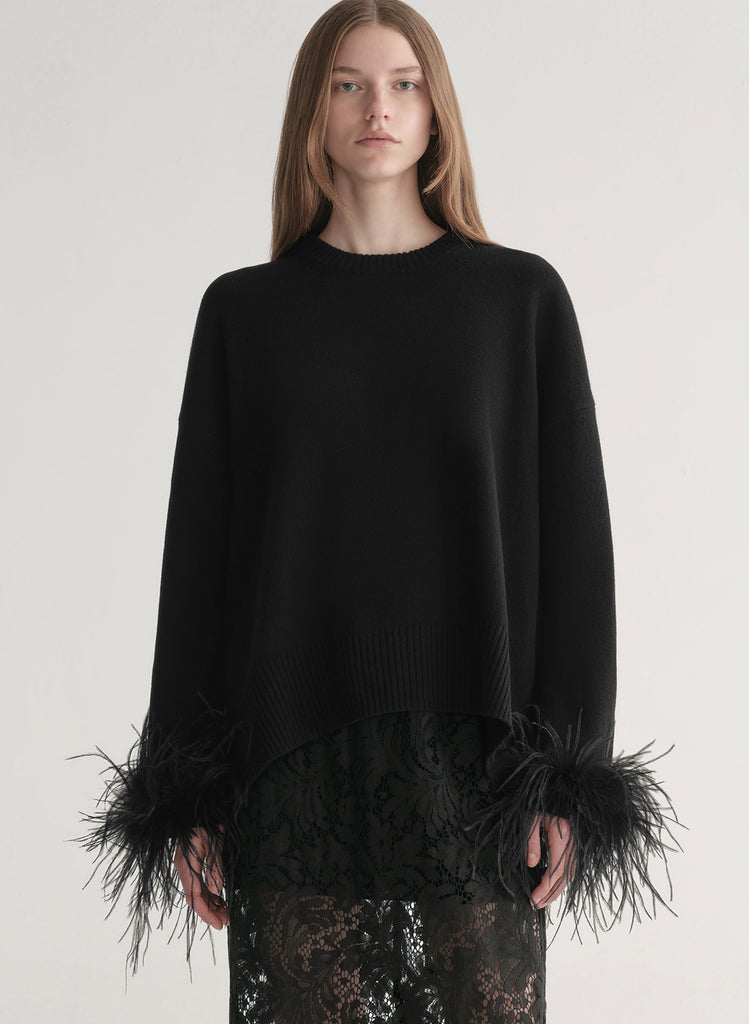 Wilda Feather Trimmed Sweater | ALC LTD