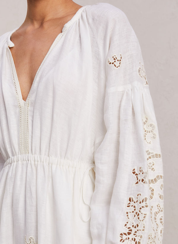 Capri Embroidered Linen Dress