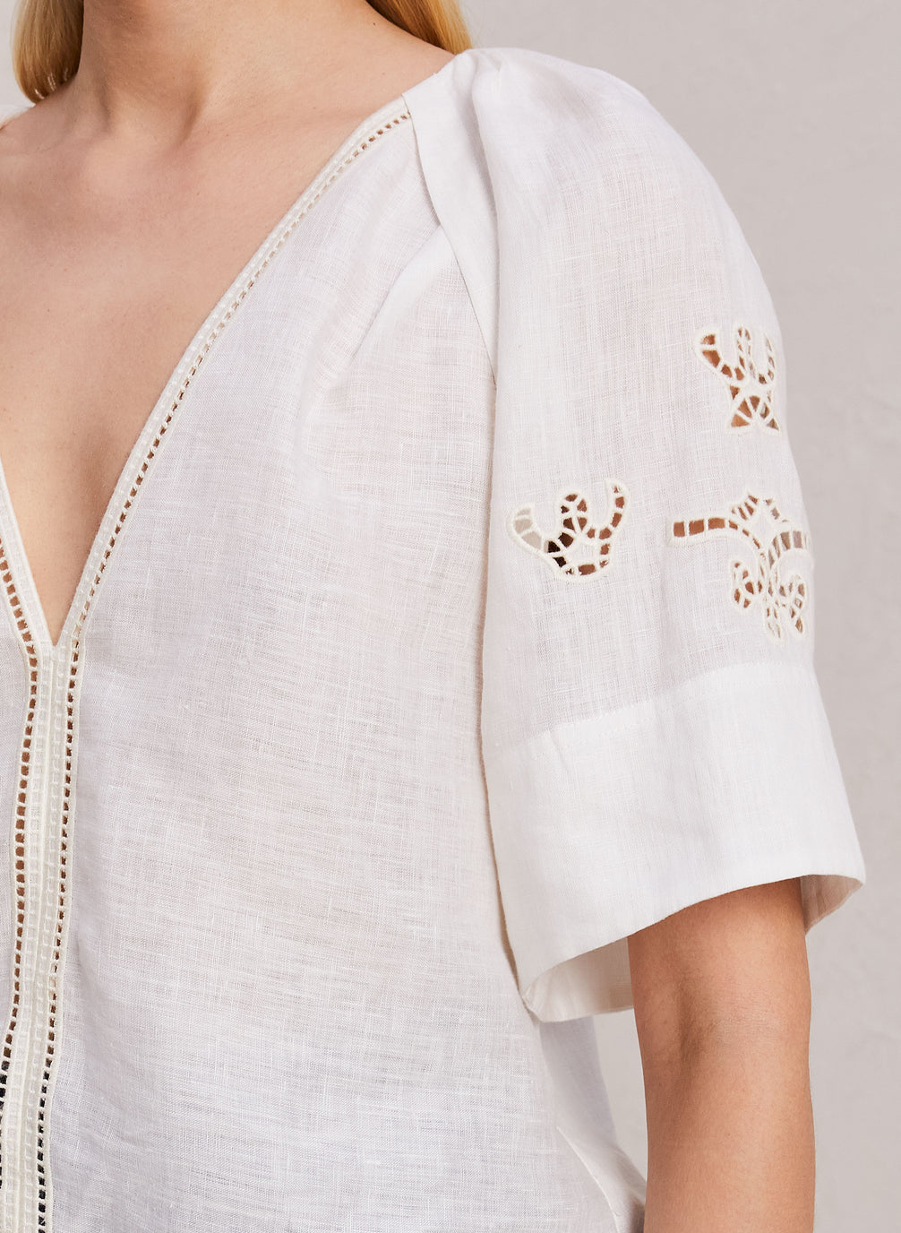 Raye Embroidered Linen Top