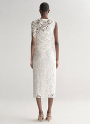 woman wearing white lace dress