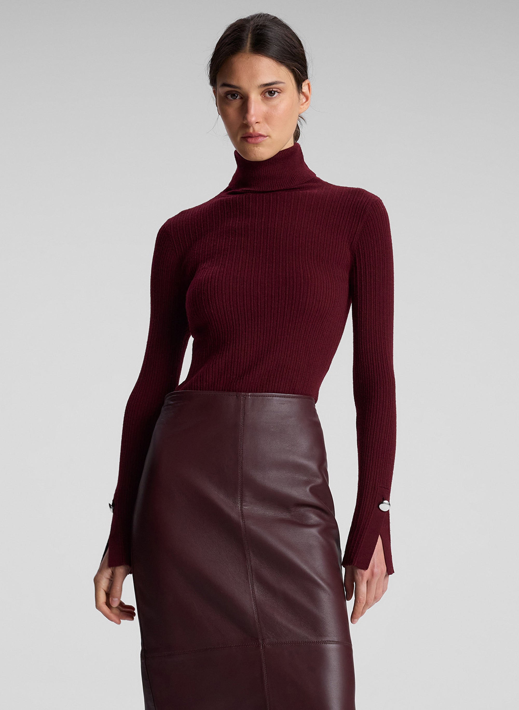 Joie burgundy turtleneck short sleeve top size medium offers