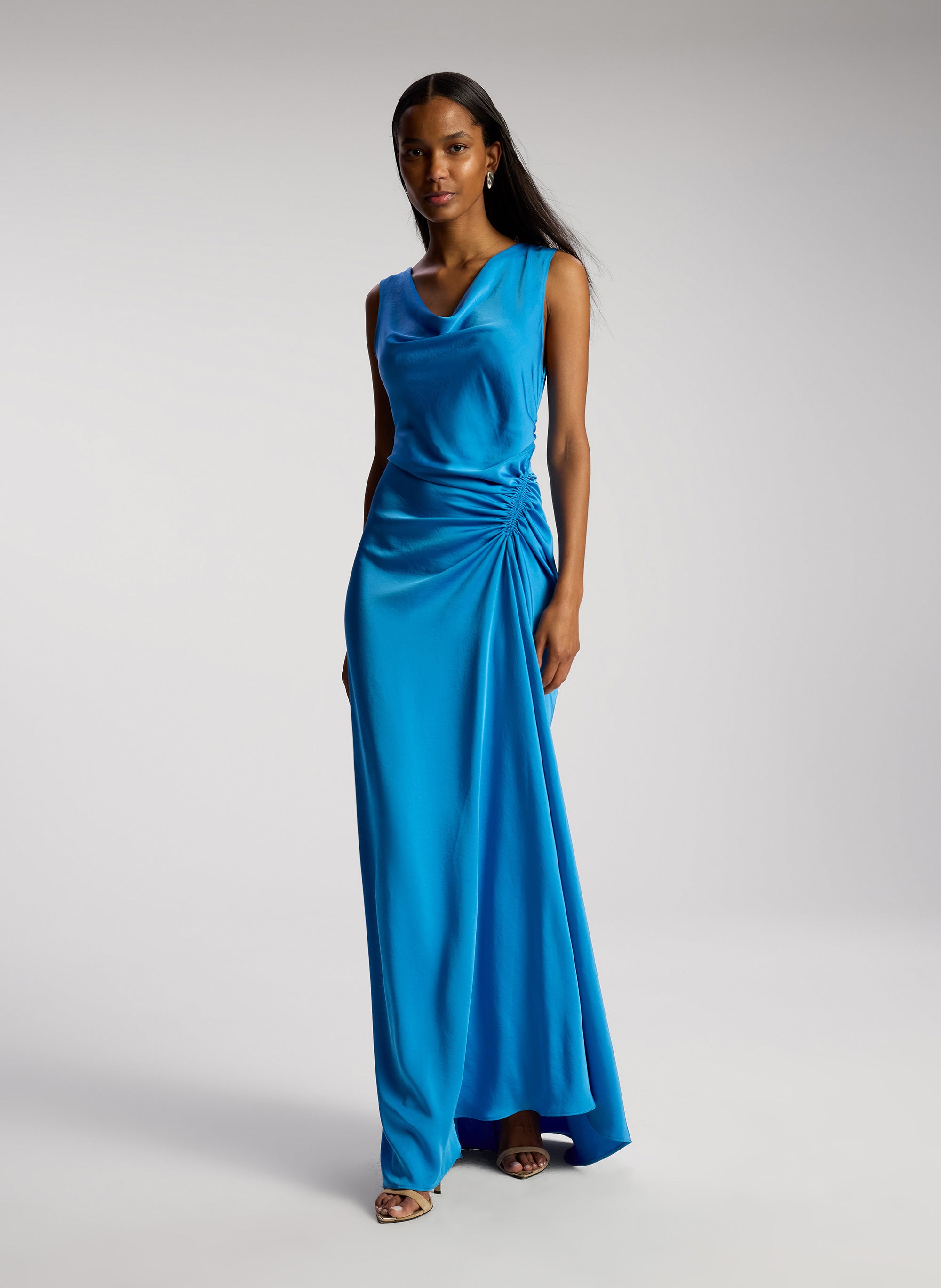 Ophelia formal high slit satin dress best sale