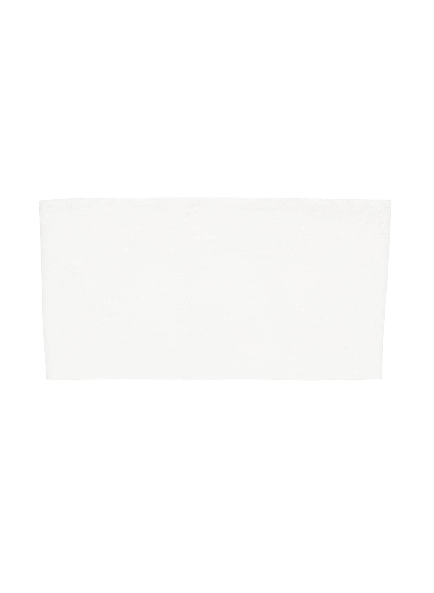 flatlay of white compact knit strapless cropped top