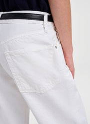 woman n white denim pants