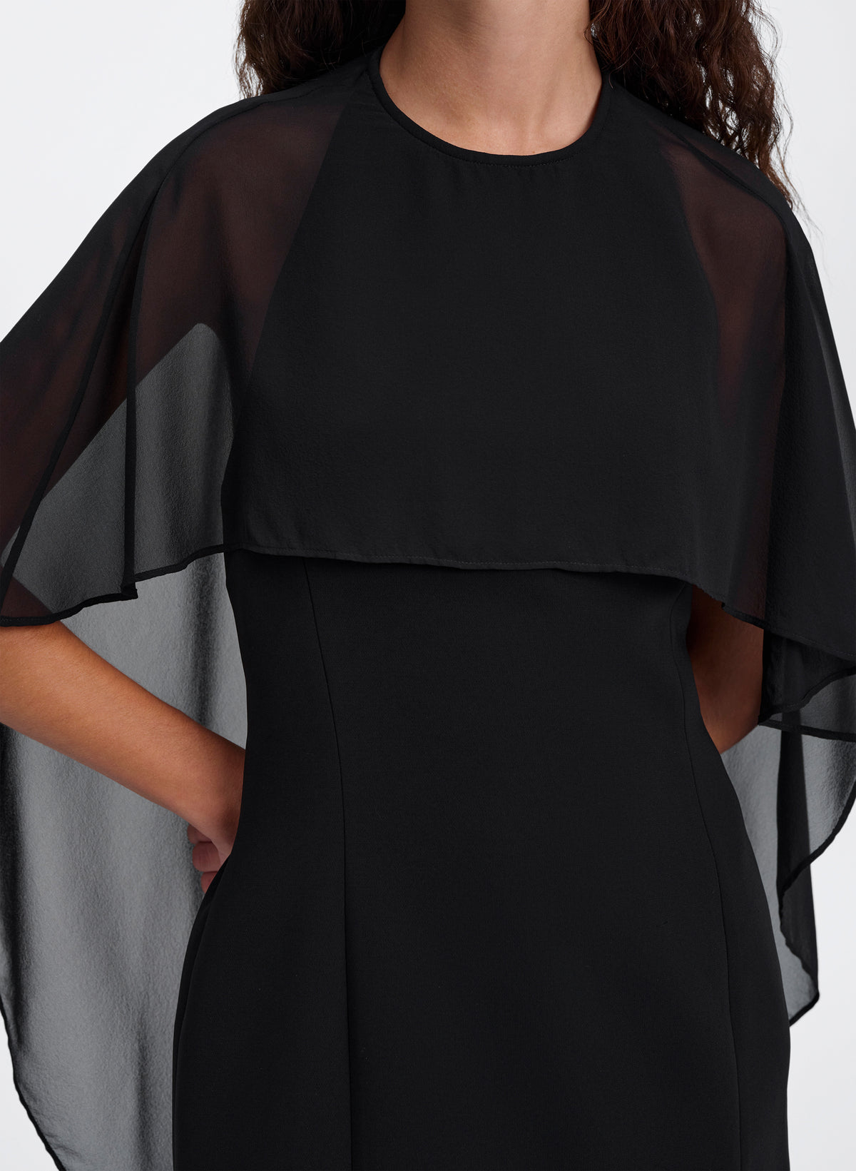 Adela Silk Chiffon Caped Mini Dress