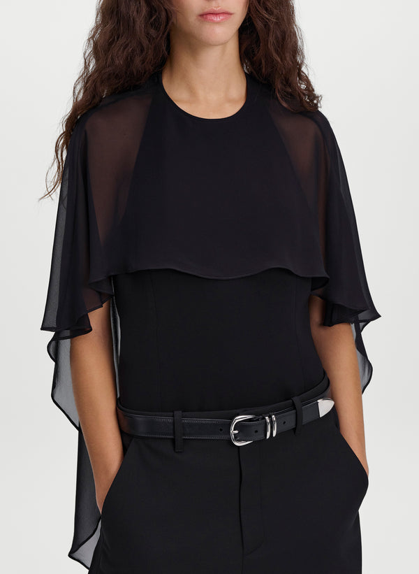 Adela Silk Chiffon Caped Top