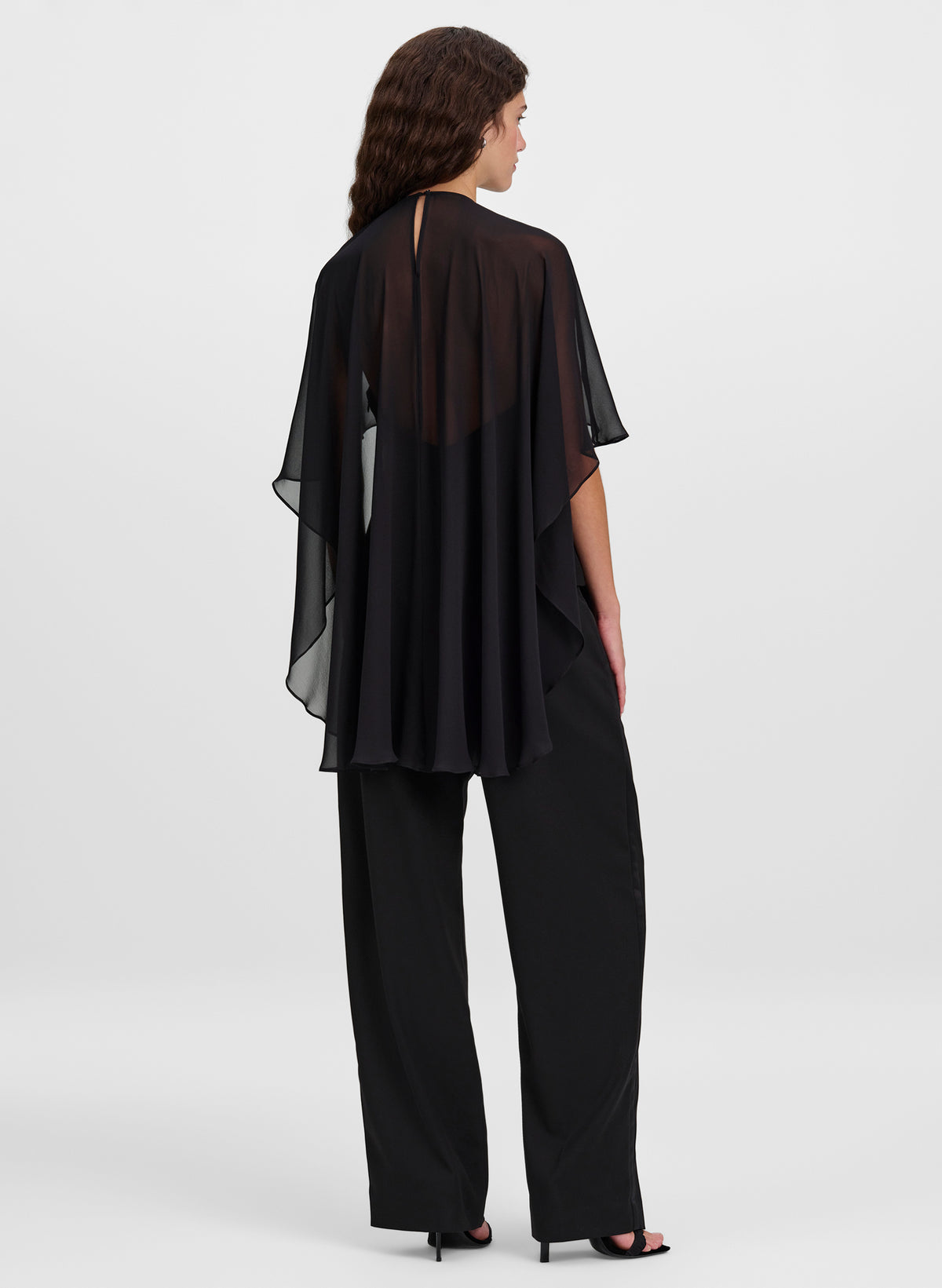 Adela Silk Chiffon Caped Top