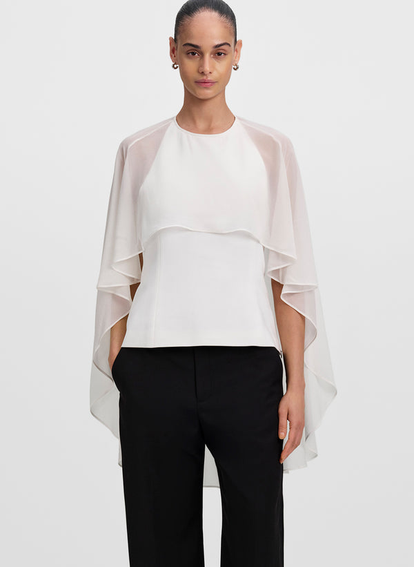 Adela Silk Chiffon Caped Top
