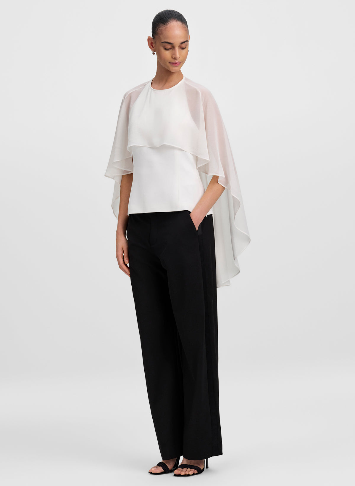 Adela Silk Chiffon Caped Top