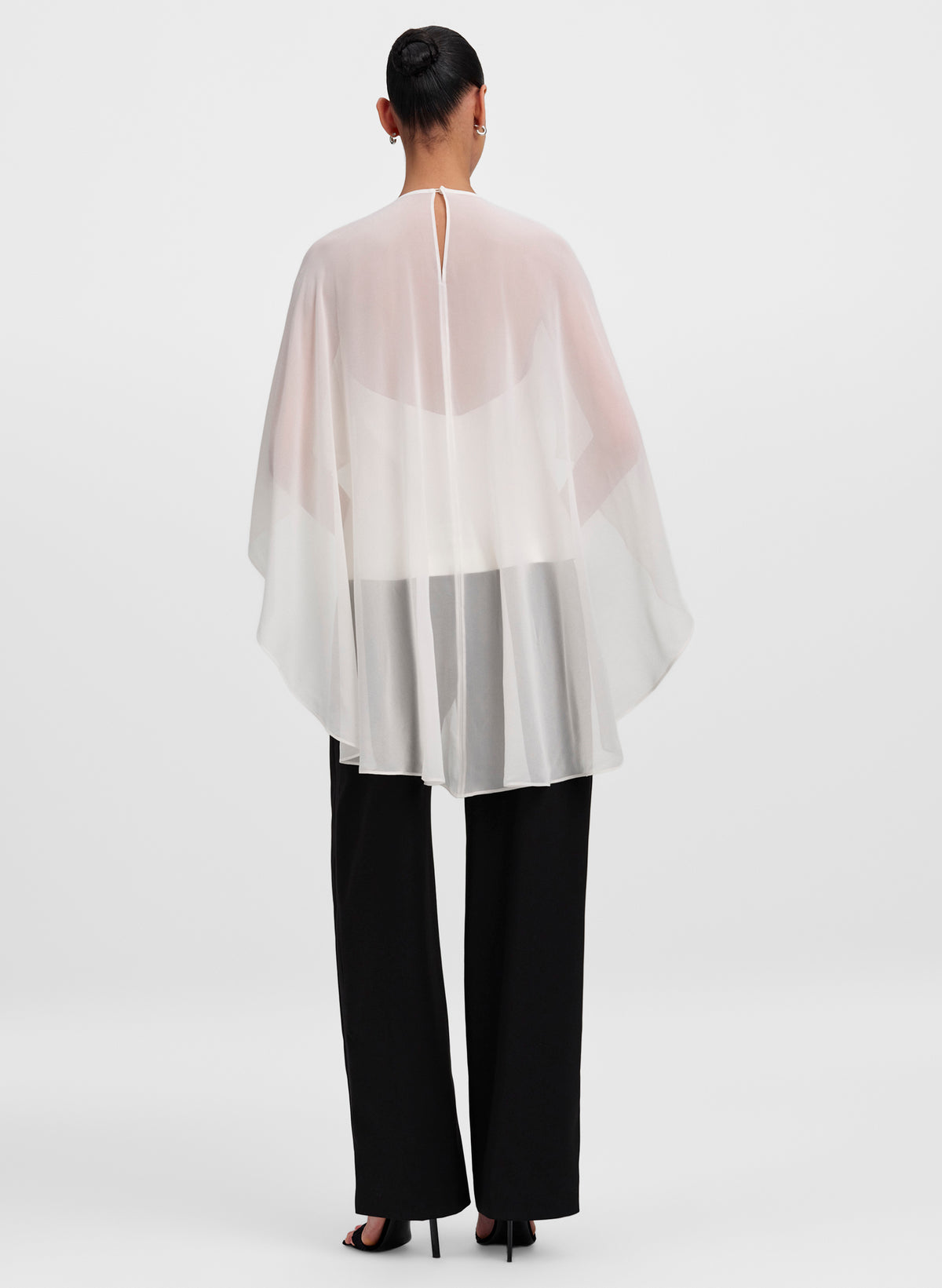 Adela Silk Chiffon Caped Top