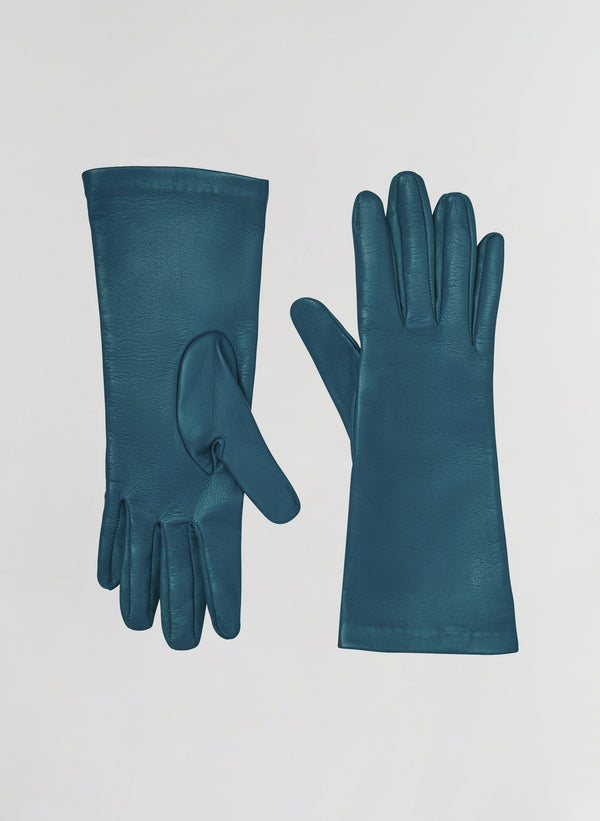 leather gloves in blue