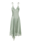 Aleena Satin and Lace Midi Dress