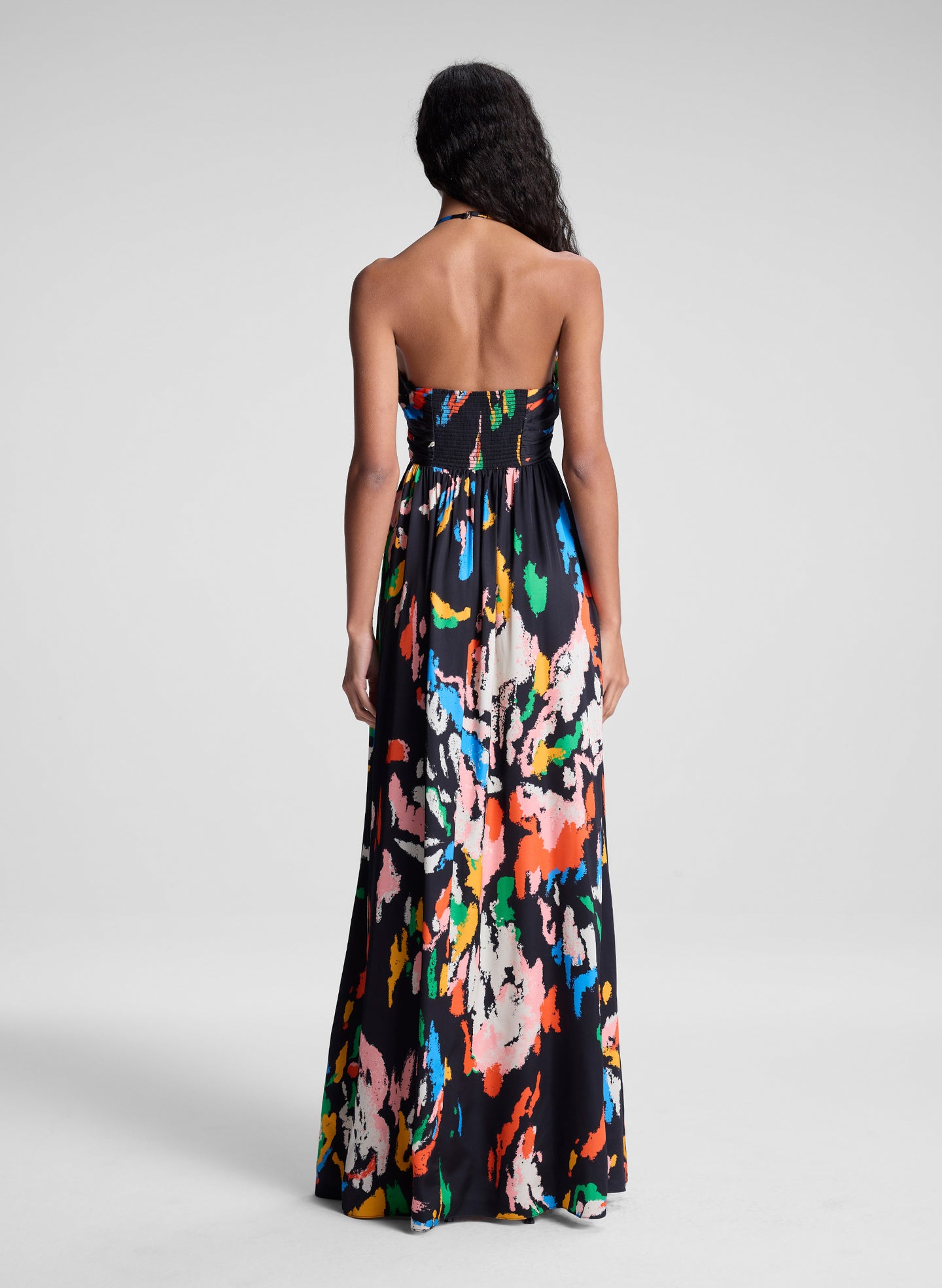 woman wearing black multicolor gown