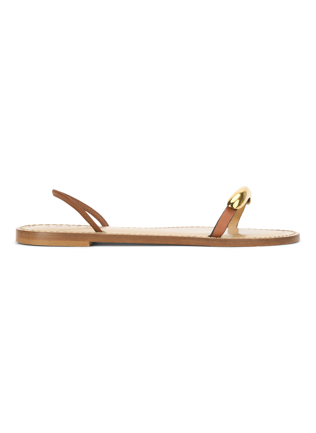 brown sandal with gold plated accent