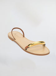 brown sandal with gold plated accent
