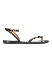 black sandal with nickel accent