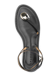 black sandal with nickel accent