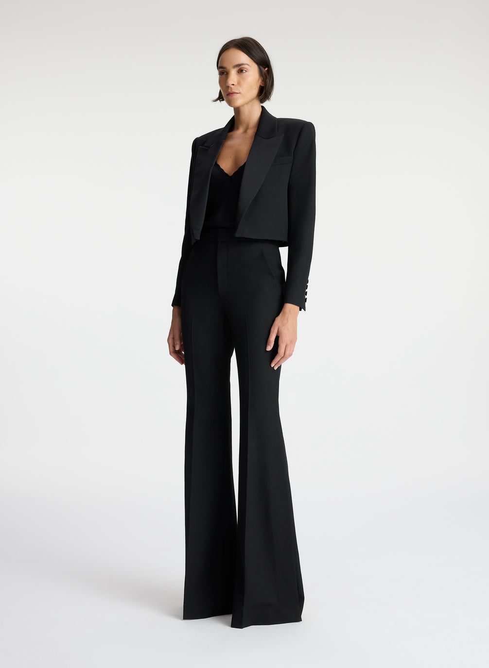 Extravagant linen pant suit for women in black