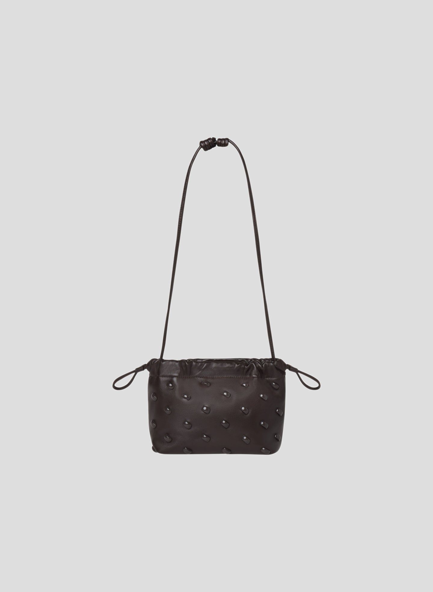 dark brown leather handbag