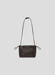 dark brown leather handbag