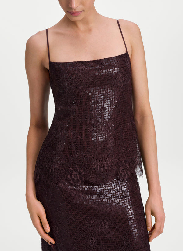 Ariana Sequin and Lace Camisole Top