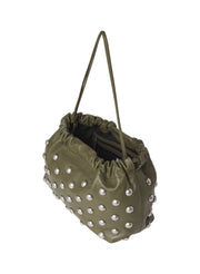 photo of green studded handbag