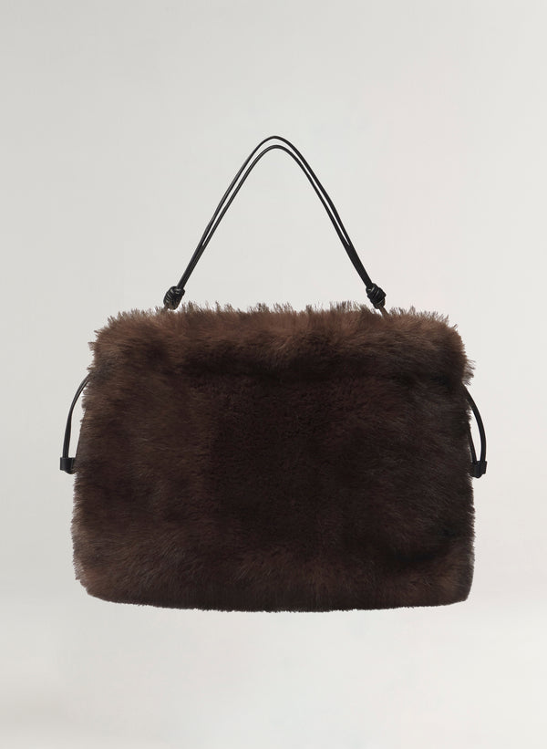 brown faux fur bag