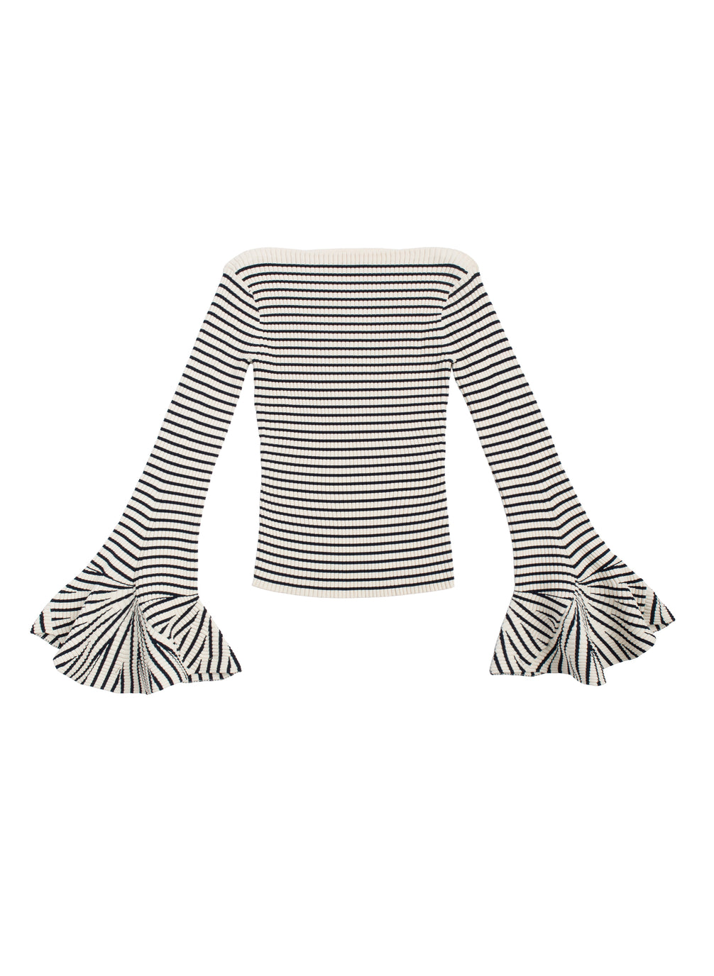 flaylay of striped knit long bell sleeve top