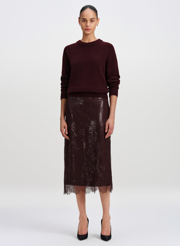 Ava Sequin and Lace Midi Skirt