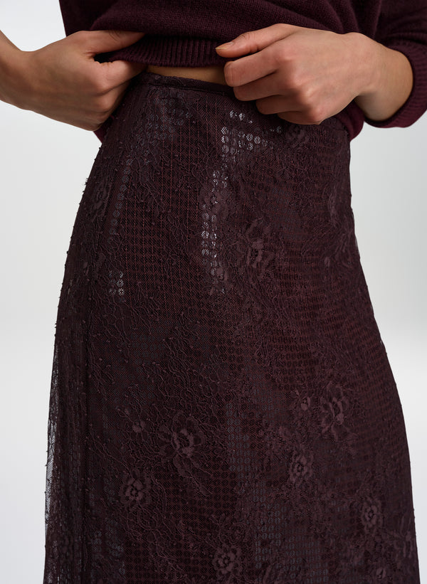 Ava Sequin and Lace Midi Skirt