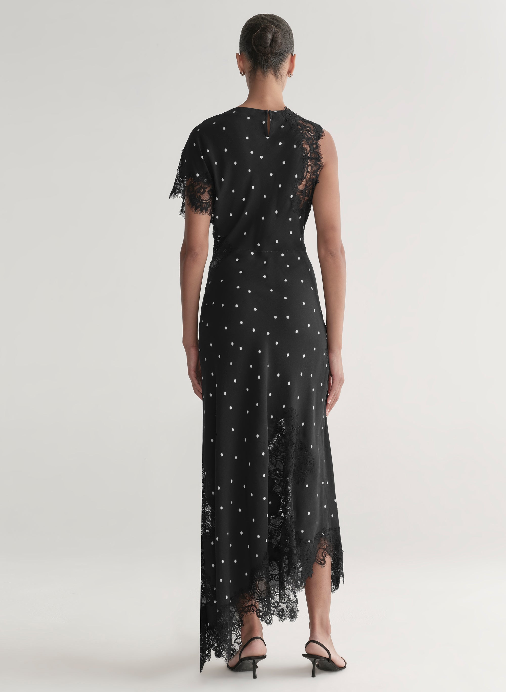 A.L.C. Alessia Polka Dot Crepe and Lace Maxi Dress | ALCltd.com