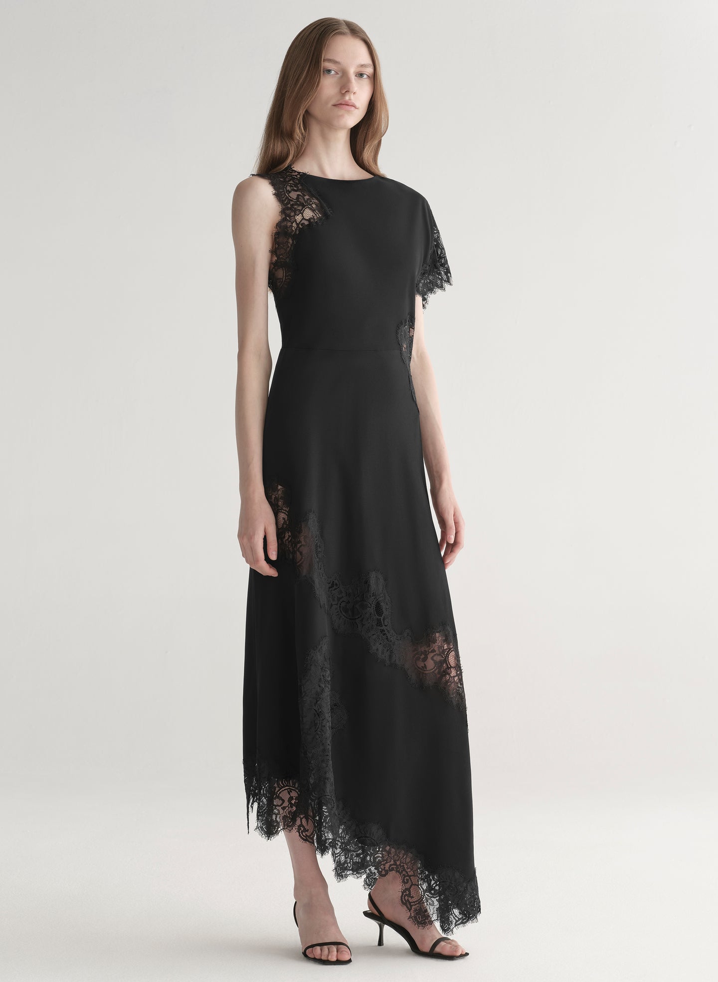 A.L.C. Alessia Textured Satin and Lace Maxi Dress - Black A.L.C. Alessia Textured Satin and Lace Maxi Dress - Black