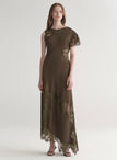 Alessia Textured Satin and Lace Maxi Dress