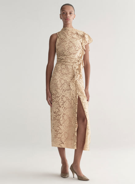 A.L.C. Astrid Lace Midi Dress in Beige, Size 0