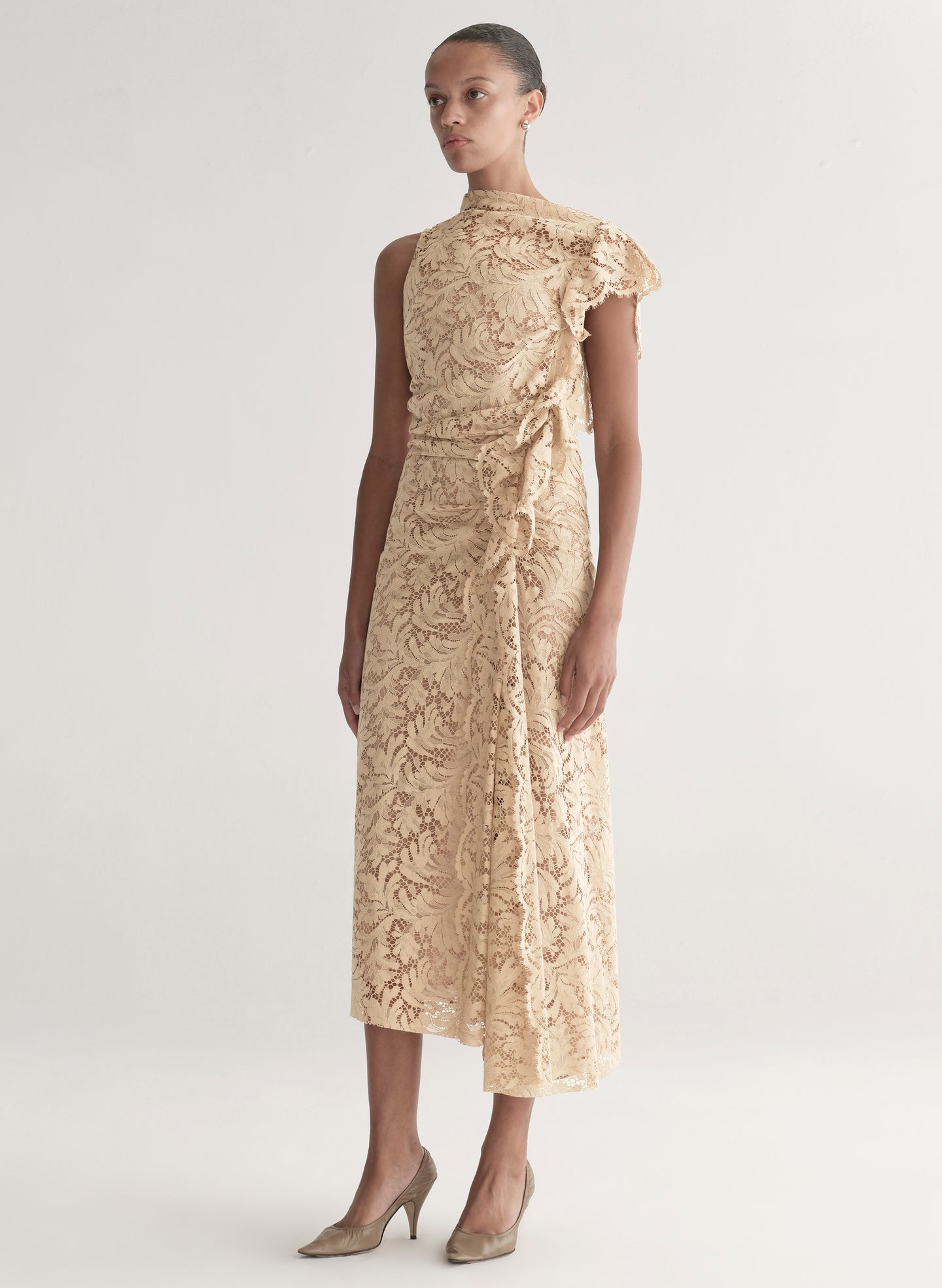 A.L.C. Women's Astrid Lace Midi Dress in Beige, Size 14 A.L.C. Women's Astrid Lace Midi Dress in Beige, Size 14