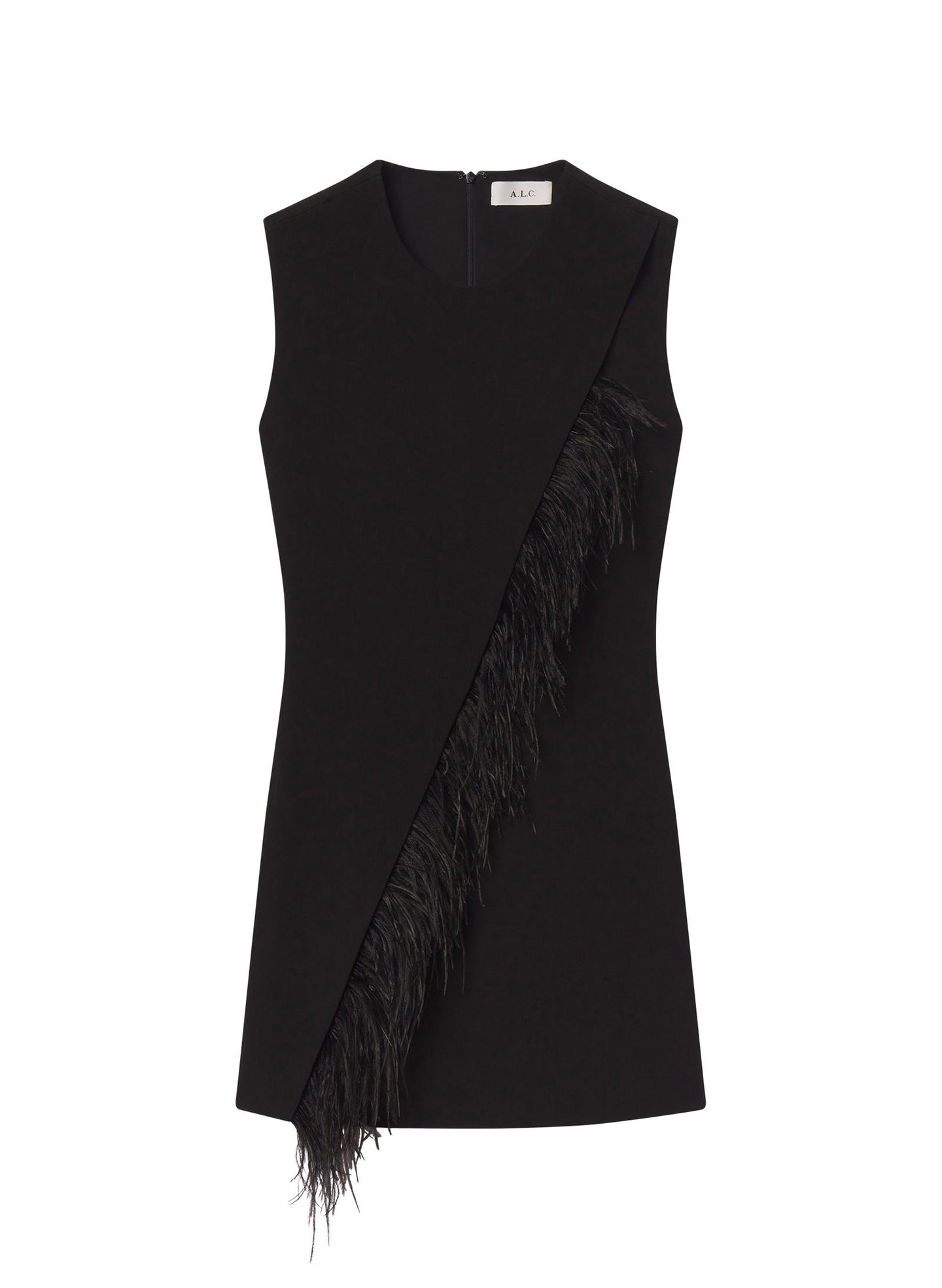 A.L.C. Women's Beck Feather Trimmed Mini Dress in Black, Size 00 A.L.C. Women's Beck Feather Trimmed Mini Dress in Black, Size 00