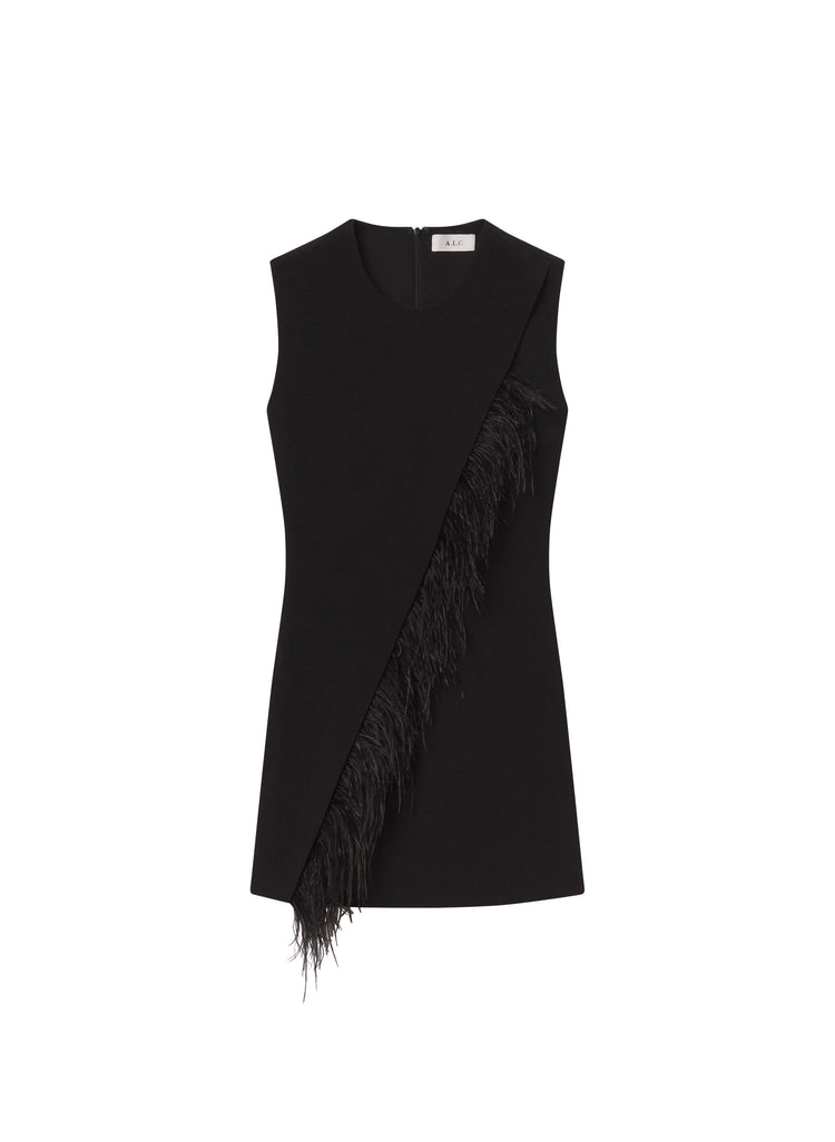 ALC Beck Feather Trimmed Mini Dress
