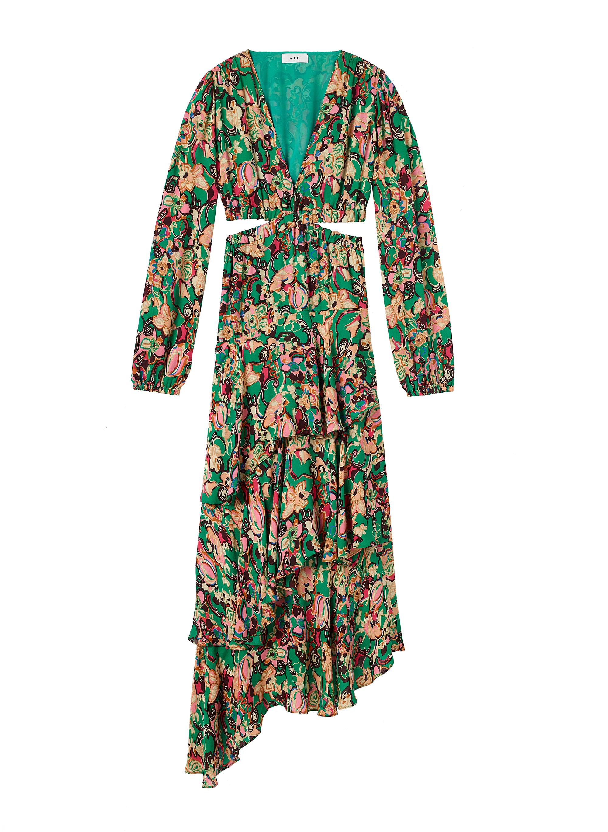 A.L.C Claire Floral Silk Dress In sold Chocolate 00