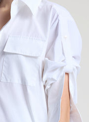 woman wearing white maxi shirtdress