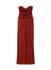 Brynn Strapless Pleated Satin Maxi Dress